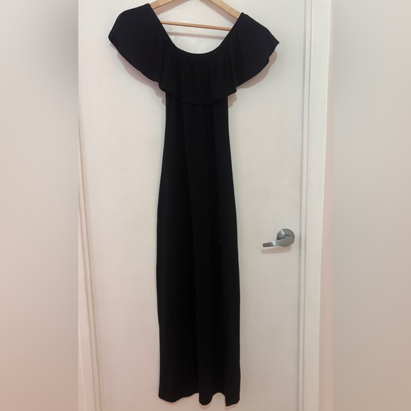 Guess Black Off the Shoulder Maxi Dress with Side Slit - Picture 5 of 7